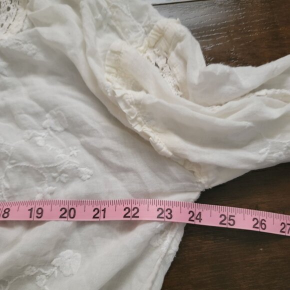 Free People Sweet Love Blouse Womens M Boho Hippie Vintage Peasant Embroidered - Picture 6 of 7